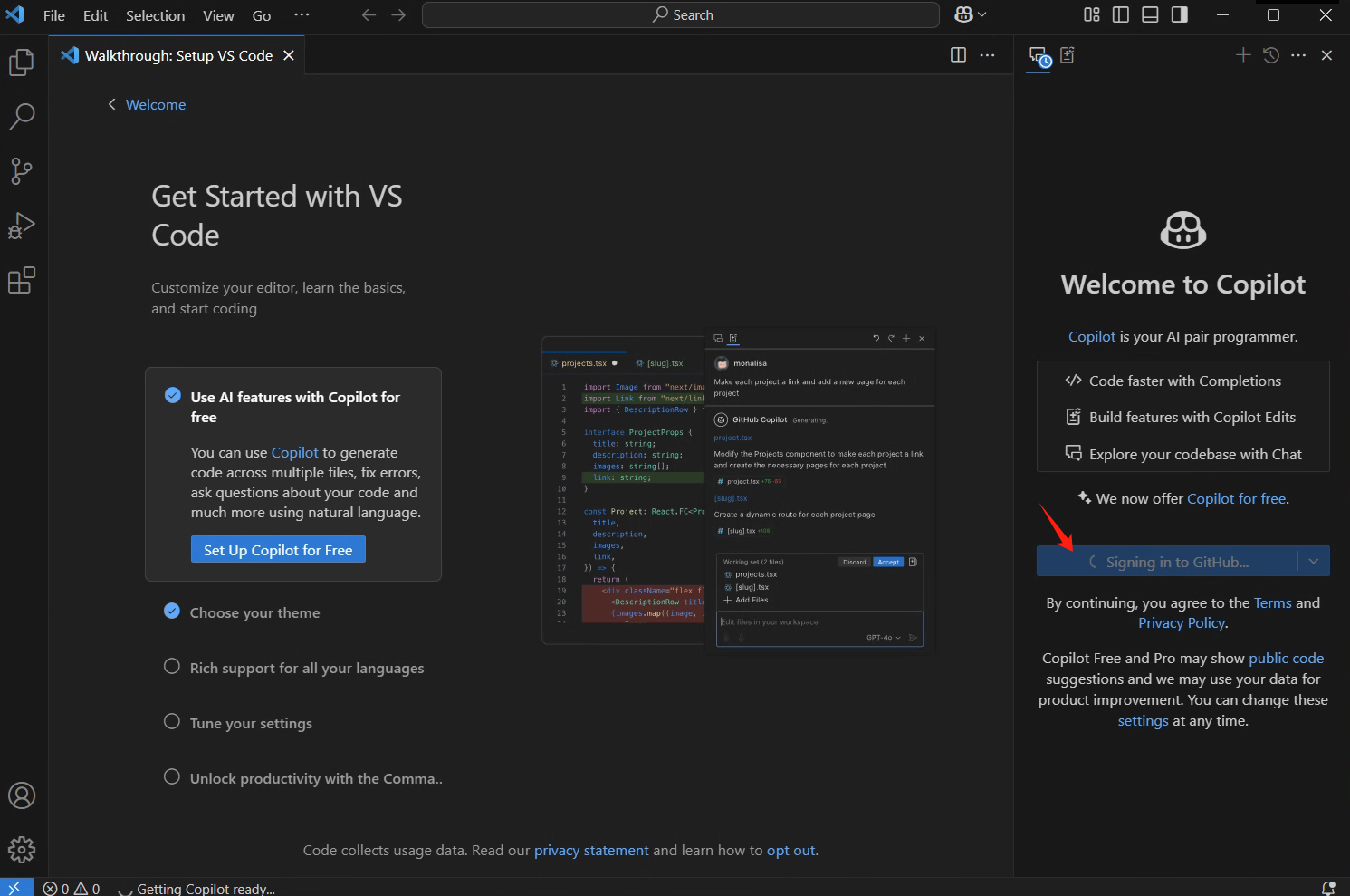 VS Code settings for AI co-author
